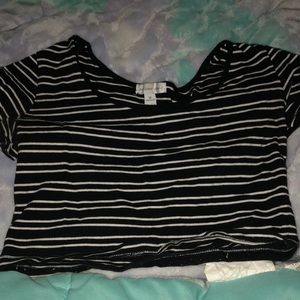 Black and White Striped Crop Top